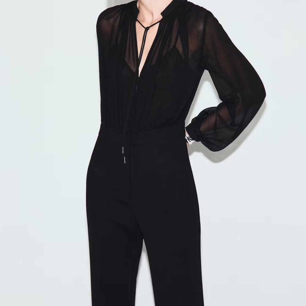 Mango women’s jumpsuit, black, new with tags size Large